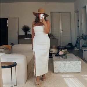 Zara Cream Midi Dress with Slit